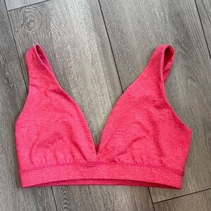 MM166 Athletic Works Pink Sports Bra with V-Neck and Wide Straps